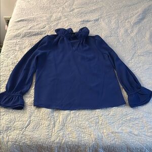 J. Crew Royal Blue Ruffle Blouse